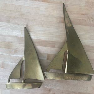 Set of vintage brass sailboats